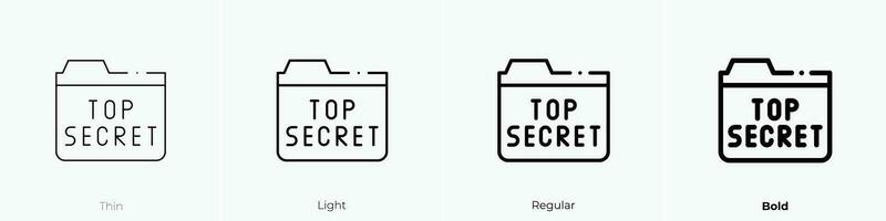 top secret icon. Thin, Light, Regular And Bold style design isolated on white background vector