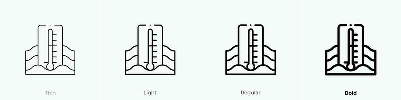 termómetro icono. delgado, luz, regular y negrita estilo diseño aislado en blanco antecedentes vector