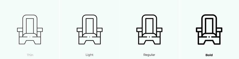 throne icon. Thin, Light, Regular And Bold style design isolated on white background vector