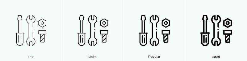 tools icon. Thin, Light, Regular And Bold style design isolated on white background vector