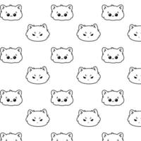 Beautiful line art pattern with cat on white background for print design. Vector background. Beautiful kitten. Vector decoration. White background. Modern vector art. Modern art design.