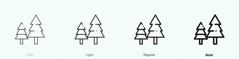 trees icon. Thin, Light, Regular And Bold style design isolated on white background vector