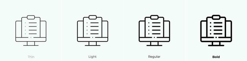 usability icon. Thin, Light, Regular And Bold style design isolated on white background vector