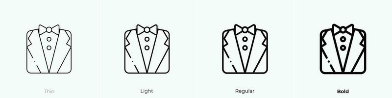 tuxedo icon. Thin, Light, Regular And Bold style design isolated on white background vector