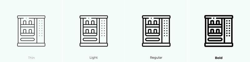 venta máquina icono. delgado, luz, regular y negrita estilo diseño aislado en blanco antecedentes vector