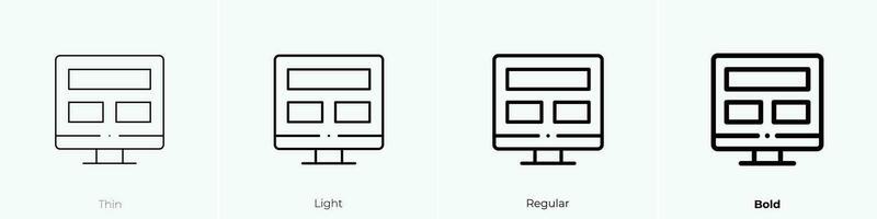 ui diseño icono. delgado, luz, regular y negrita estilo diseño aislado en blanco antecedentes vector