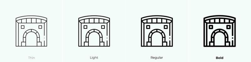 túnel icono. delgado, luz, regular y negrita estilo diseño aislado en blanco antecedentes vector