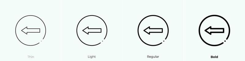 turn left icon. Thin, Light, Regular And Bold style design isolated on white background vector