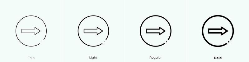 turn right icon. Thin, Light, Regular And Bold style design isolated on white background vector