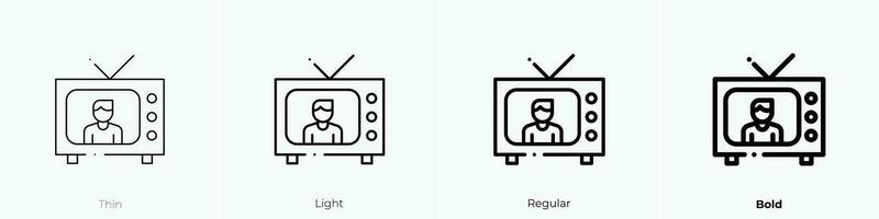 tv icon. Thin, Light, Regular And Bold style design isolated on white background vector