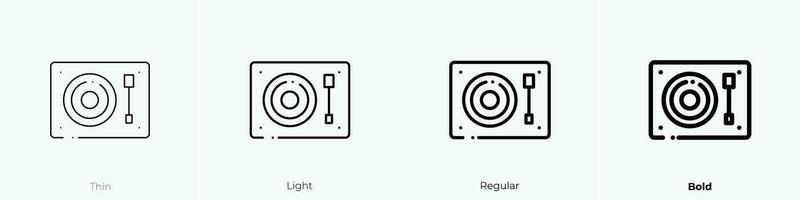 turntable icon. Thin, Light, Regular And Bold style design isolated on white background vector