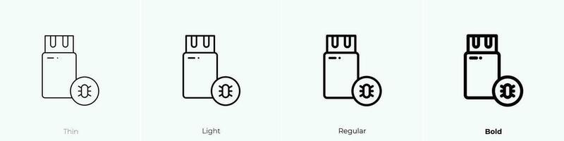 usb icon. Thin, Light, Regular And Bold style design isolated on white background vector