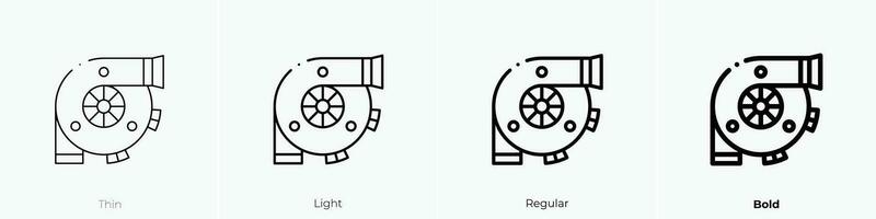 turbo icono. delgado, luz, regular y negrita estilo diseño aislado en blanco antecedentes vector