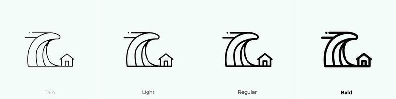 tsunami icon. Thin, Light, Regular And Bold style design isolated on white background vector