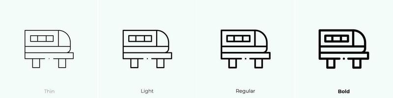 train icon. Thin, Light, Regular And Bold style design isolated on white background vector