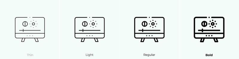 televisión icono. delgado, luz, regular y negrita estilo diseño aislado en blanco antecedentes vector