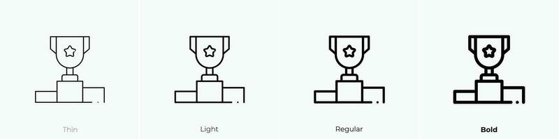 trophy icon. Thin, Light, Regular And Bold style design isolated on white background vector