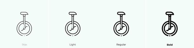 unicycle icon. Thin, Light, Regular And Bold style design isolated on white background vector
