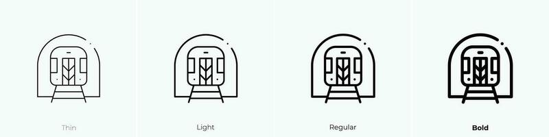 train icon. Thin, Light, Regular And Bold style design isolated on white background vector