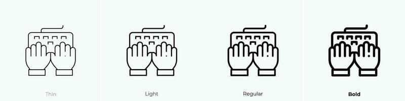 typing icon. Thin, Light, Regular And Bold style design isolated on white background vector