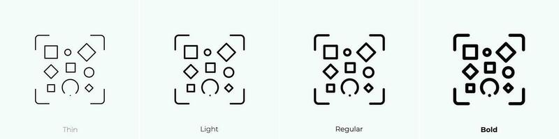 unstructured data icon. Thin, Light, Regular And Bold style design isolated on white background vector