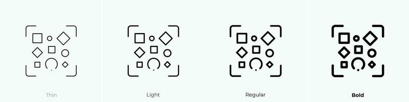 desestructurado datos icono. delgado, luz, regular y negrita estilo diseño aislado en blanco antecedentes vector