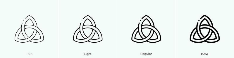 triquetra icono. delgado, luz, regular y negrita estilo diseño aislado en blanco antecedentes vector