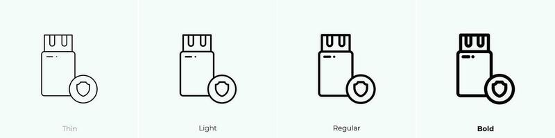 usb icon. Thin, Light, Regular And Bold style design isolated on white background vector