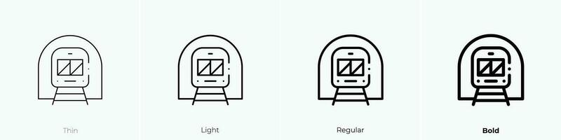 train icon. Thin, Light, Regular And Bold style design isolated on white background vector