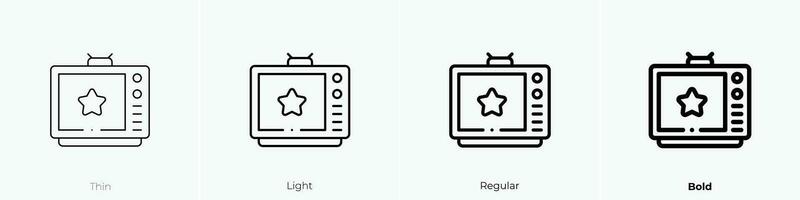 televisión espectáculo icono. delgado, luz, regular y negrita estilo diseño aislado en blanco antecedentes vector