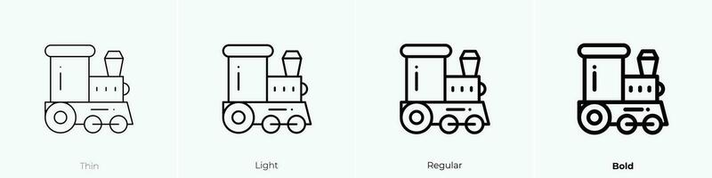 train icon. Thin, Light, Regular And Bold style design isolated on white background vector