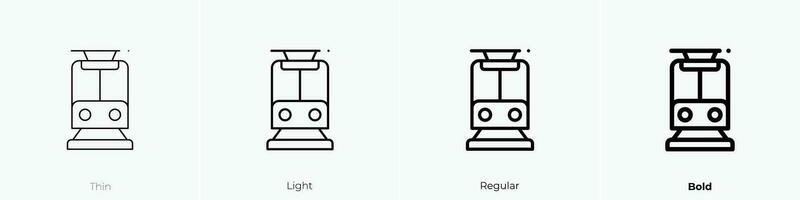 tram icon. Thin, Light, Regular And Bold style design isolated on white background vector