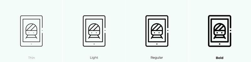 train icon. Thin, Light, Regular And Bold style design isolated on white background vector