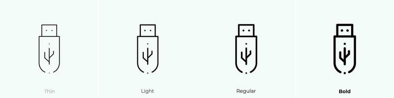 usb drive icon. Thin, Light, Regular And Bold style design isolated on white background vector