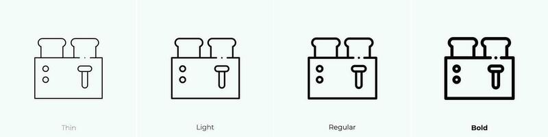 toaster icon. Thin, Light, Regular And Bold style design isolated on white background vector