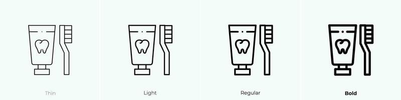 cepillo de dientes icono. delgado, luz, regular y negrita estilo diseño aislado en blanco antecedentes vector