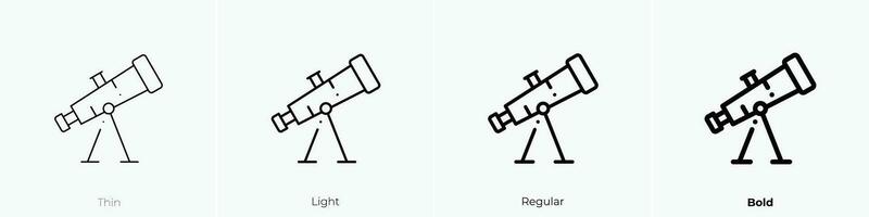 telescope icon. Thin, Light, Regular And Bold style design isolated on white background vector