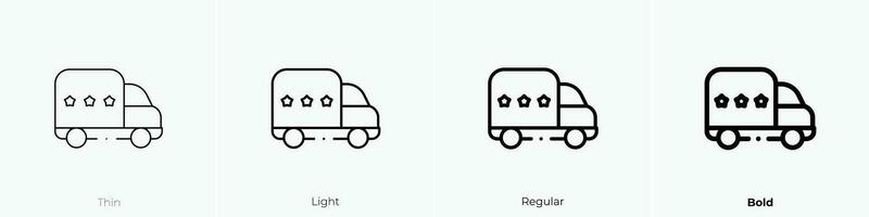 toy truck icon. Thin, Light, Regular And Bold style design isolated on white background vector