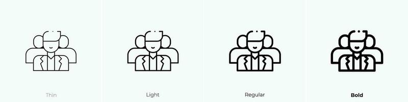 team icon. Thin, Light, Regular And Bold style design isolated on white background vector