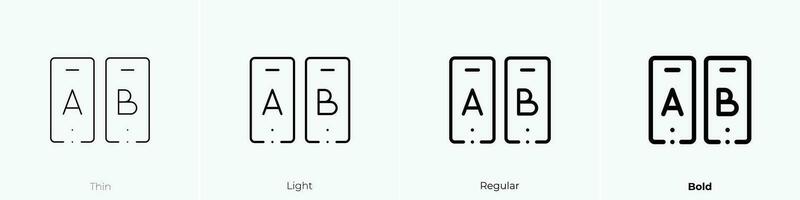 pruebas icono. delgado, luz, regular y negrita estilo diseño aislado en blanco antecedentes vector