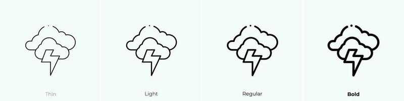 thunder icon. Thin, Light, Regular And Bold style design isolated on white background vector