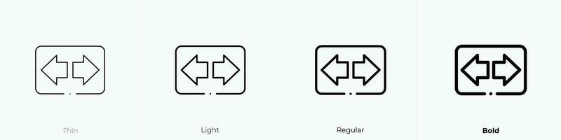 turn icon. Thin, Light, Regular And Bold style design isolated on white background vector