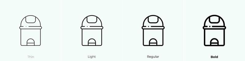 trash can icon. Thin, Light, Regular And Bold style design isolated on white background vector