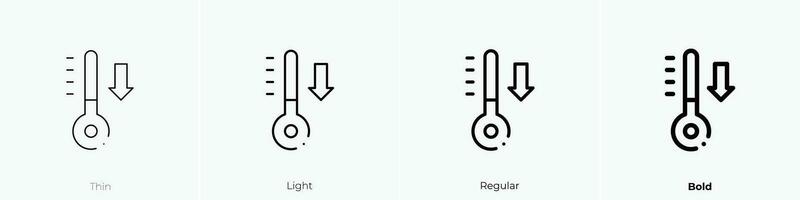 termómetro icono. delgado, luz, regular y negrita estilo diseño aislado en blanco antecedentes vector