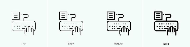 type icon. Thin, Light, Regular And Bold style design isolated on white background vector