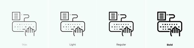 type icon. Thin, Light, Regular And Bold style design isolated on white background vector