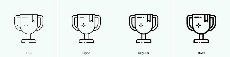 trophy icon. Thin, Light, Regular And Bold style design isolated on white background vector