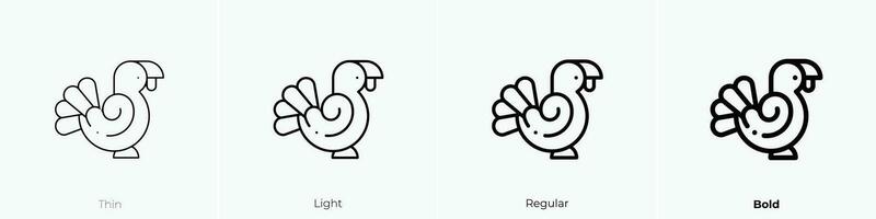 turkey icon. Thin, Light, Regular And Bold style design isolated on white background vector