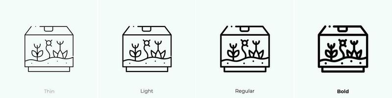 terrarium icon. Thin, Light, Regular And Bold style design isolated on white background vector