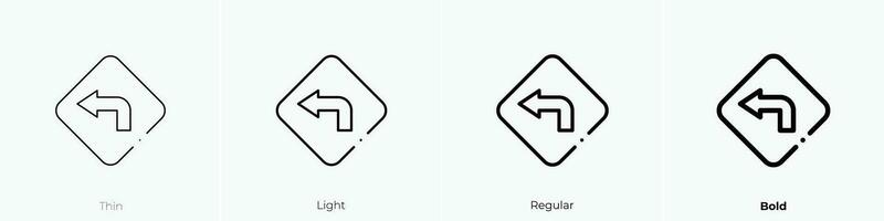 turn left icon. Thin, Light, Regular And Bold style design isolated on white background vector